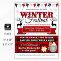 winter festival flyers with red gingham pattern